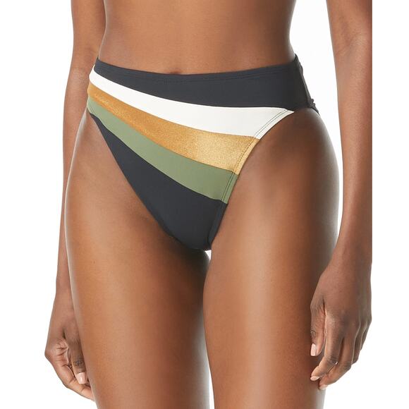 Vince Camuto Shimmer Blocked High Leg Bikini Bottom Gold Shimmer XS NWT - Picture 1 of 6